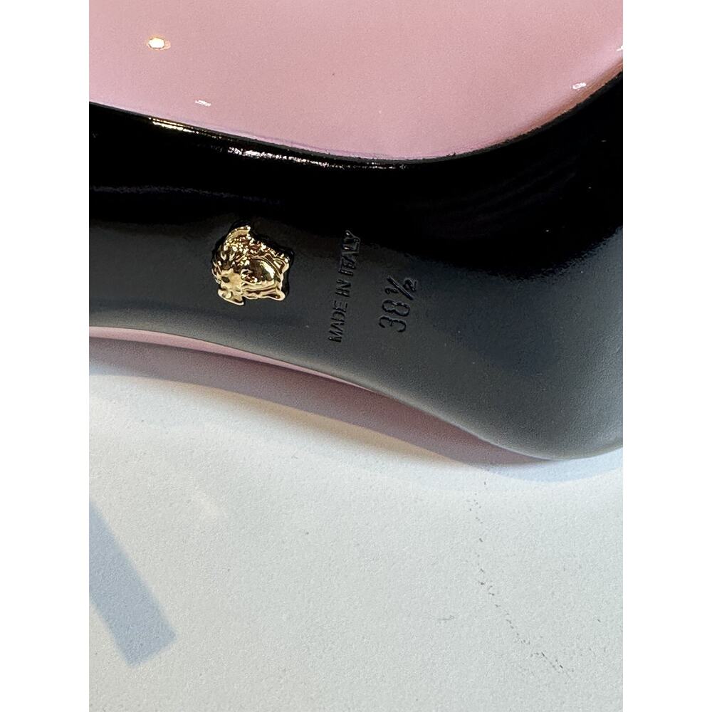 Authentic Versace Pink Patent Leather Pointed Toe Heels Medusa Size 38.5 - Picture 11 of 12